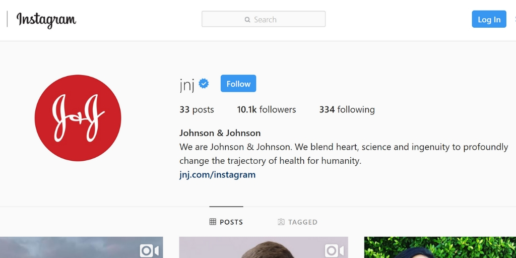 Optimize your social media profile -- step 10 -- johnson and johnson profile example
